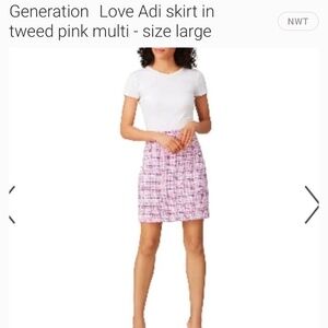 Generation love Skirt - tweed- multi pink-blue- NEW WITH TAGS 40$